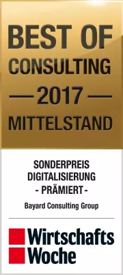 Bild: Sonderpreis Digitalisierung – WirtschaftsWoche Award „Best of Consulting 2017 Mittelstand“