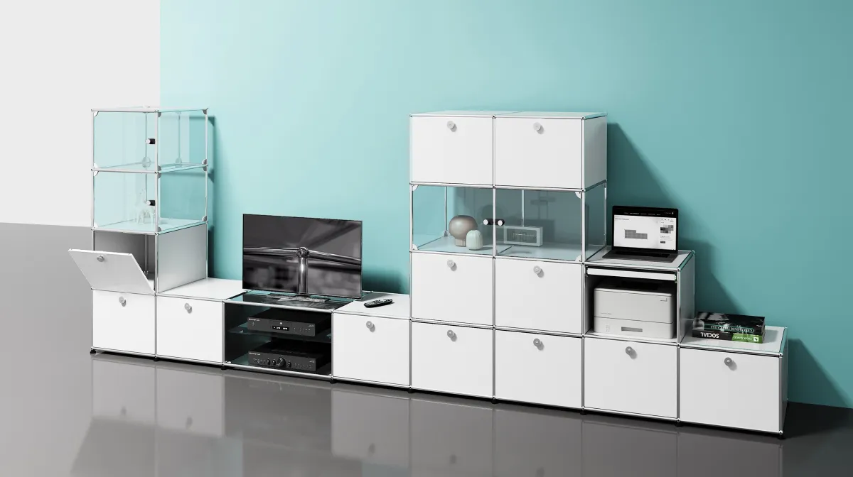 Vom Regal zur Raumlösung: USM Haller passt sich flexibel jedem Bedarf an. (© USM Haller / blucom Designklassiker GmbH)