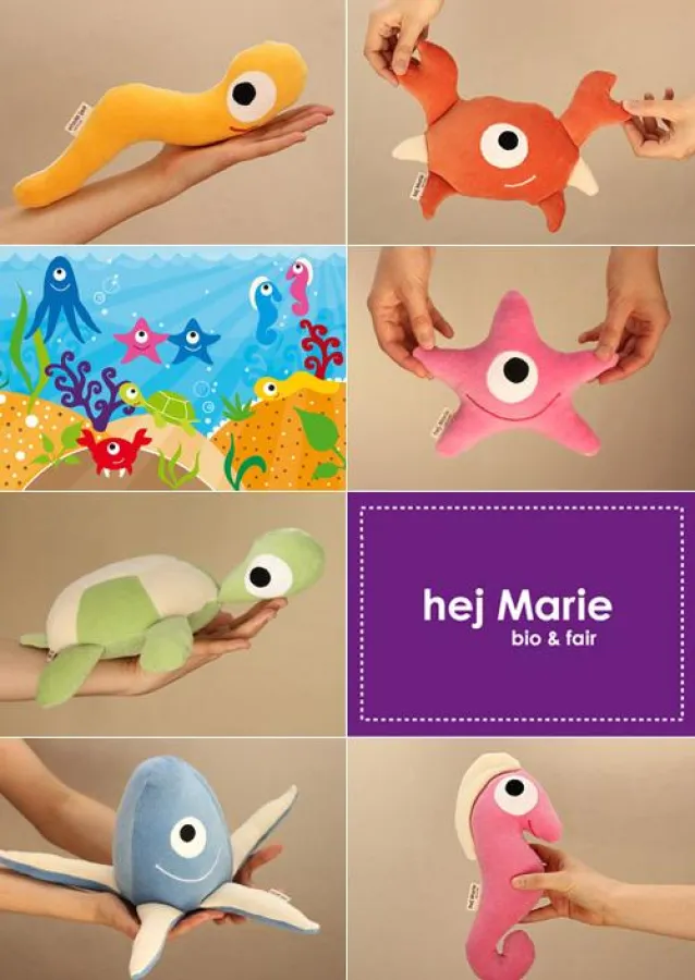 Nachhaltige Design-Kuscheltiere des Labels hej Marie