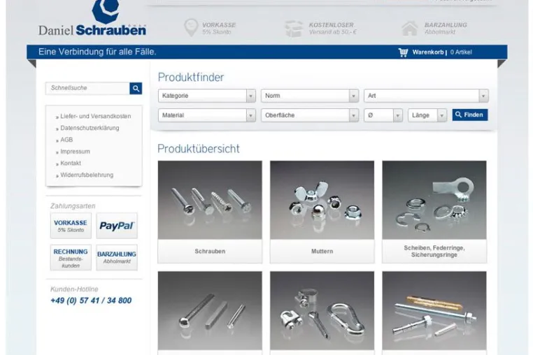 Bild: Daniel Schrauben: Komplexer Webshop für mechanische Verbindungselemente