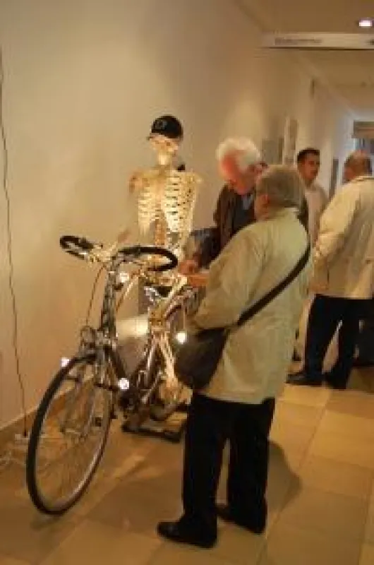 „Edgar der Knochenmann“ demonstrierte die Funktionsweise der Hüft- und Kniegelenke beim Fahrradfahren