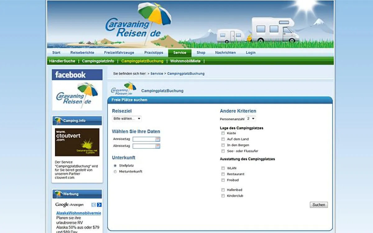 Campingplätze onine reservieren oder buchen auf CaravaningReisen.de