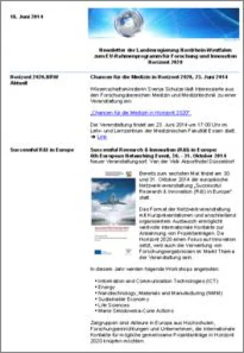 Bild: Horizont 2020 - Newsletter