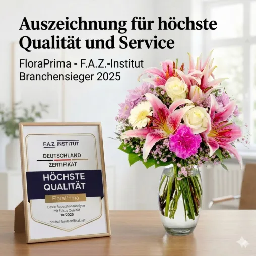 Auszeichnung für FloraPrima: Branchensieger „Höchste Qualität 2025“ des F.A.Z.-Instituts Bild: Auszeichnung für FloraPrima: Branchensieger „Höchste Qualität 2025“ des F.A.Z.-Instituts