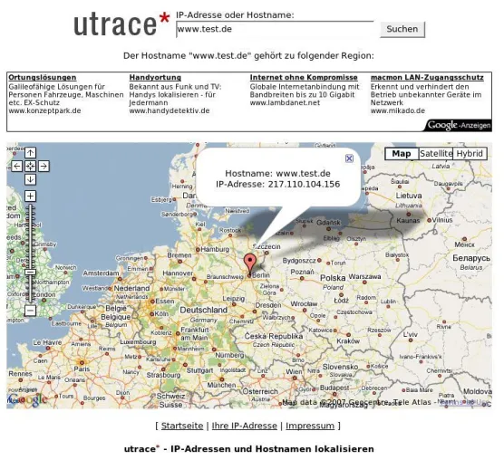 Website ortet Computer auf Weltkarte Bild: Website ortet Computer auf Weltkarte