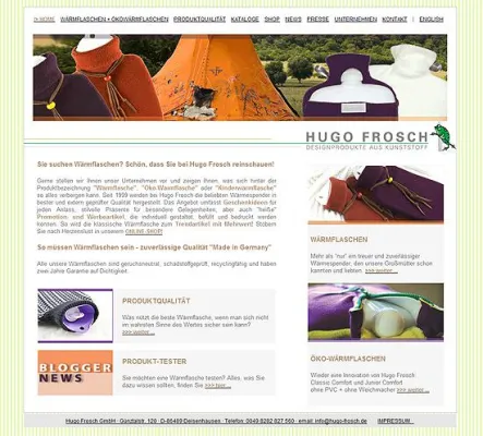 Bild: Neuer Internetauftritt für Hugo Frosch – Designwärmflaschen „Made in Germany“