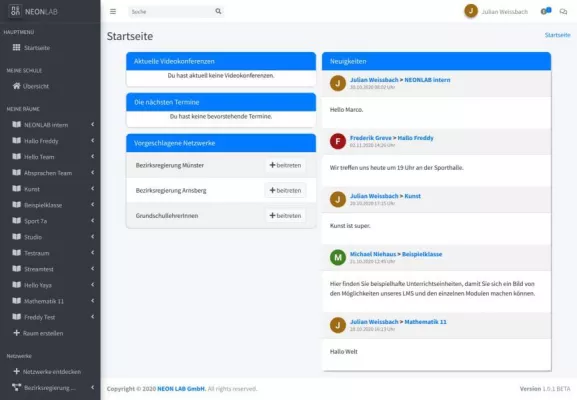 NEONLAB: DSGVO-konforme Plattform für Schulen, die Kommunikation und digitalen Unterricht verbindet Bild: NEONLAB: DSGVO-konforme Plattform für Schulen, die Kommunikation und digitalen Unterricht verbindet