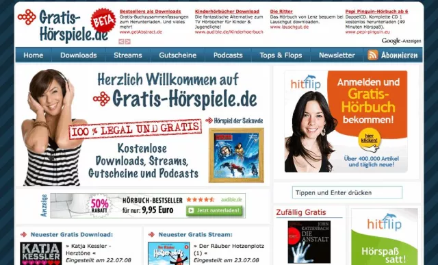 Bild: Gratis-Hörspiele.de bietet täglich neue, kostenlose Hörspiele und Hörbücher