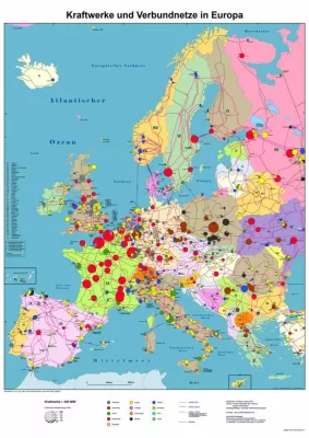 Bild: Aktuelle Kraftwerksdaten und -karten europäischer Staaten, Europa-Übersichtskarte