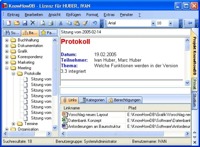 Bild: KnowHowDB 3.3: Informationen sinnvoll verwalten