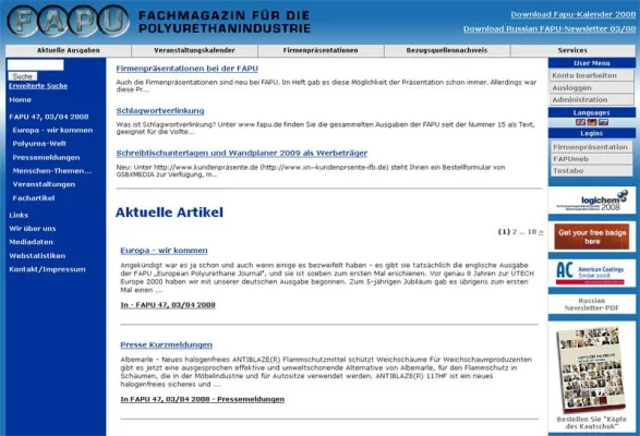 Bild: Fachmagazin für die Polyurethanindustrie (FAPU) frischt Internetauftritt auf