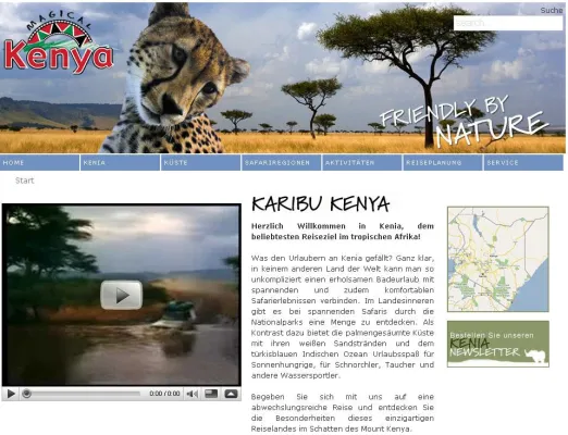 Bild: Neue Webseite beim Kenya Tourist Board