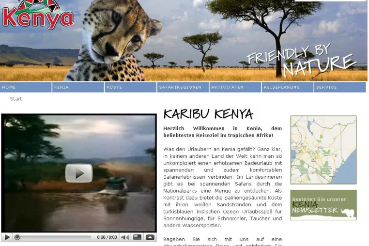Bild: Neue Webseite beim Kenya Tourist Board