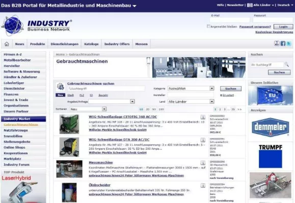 Bild: INDUSTRY Business Network® - die Plattform für den Handel mit gebrauchter Technologie