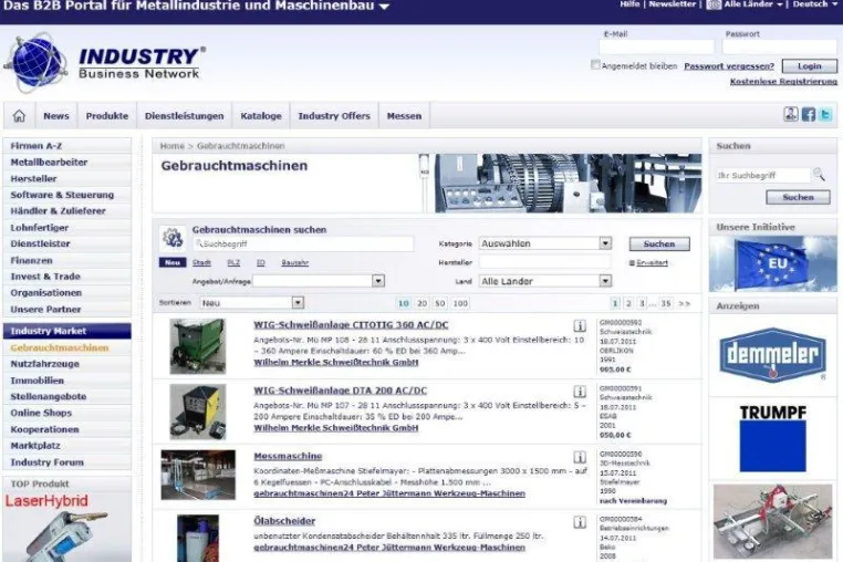 INDUSTRY Business Network® - die Plattform für den Handel mit gebrauchter Technologie Bild: INDUSTRY Business Network® - die Plattform für den Handel mit gebrauchter Technologie