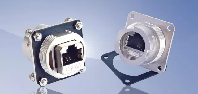 Bild: IP67 RJ45 Steckverbinder mit Vierkantflansch