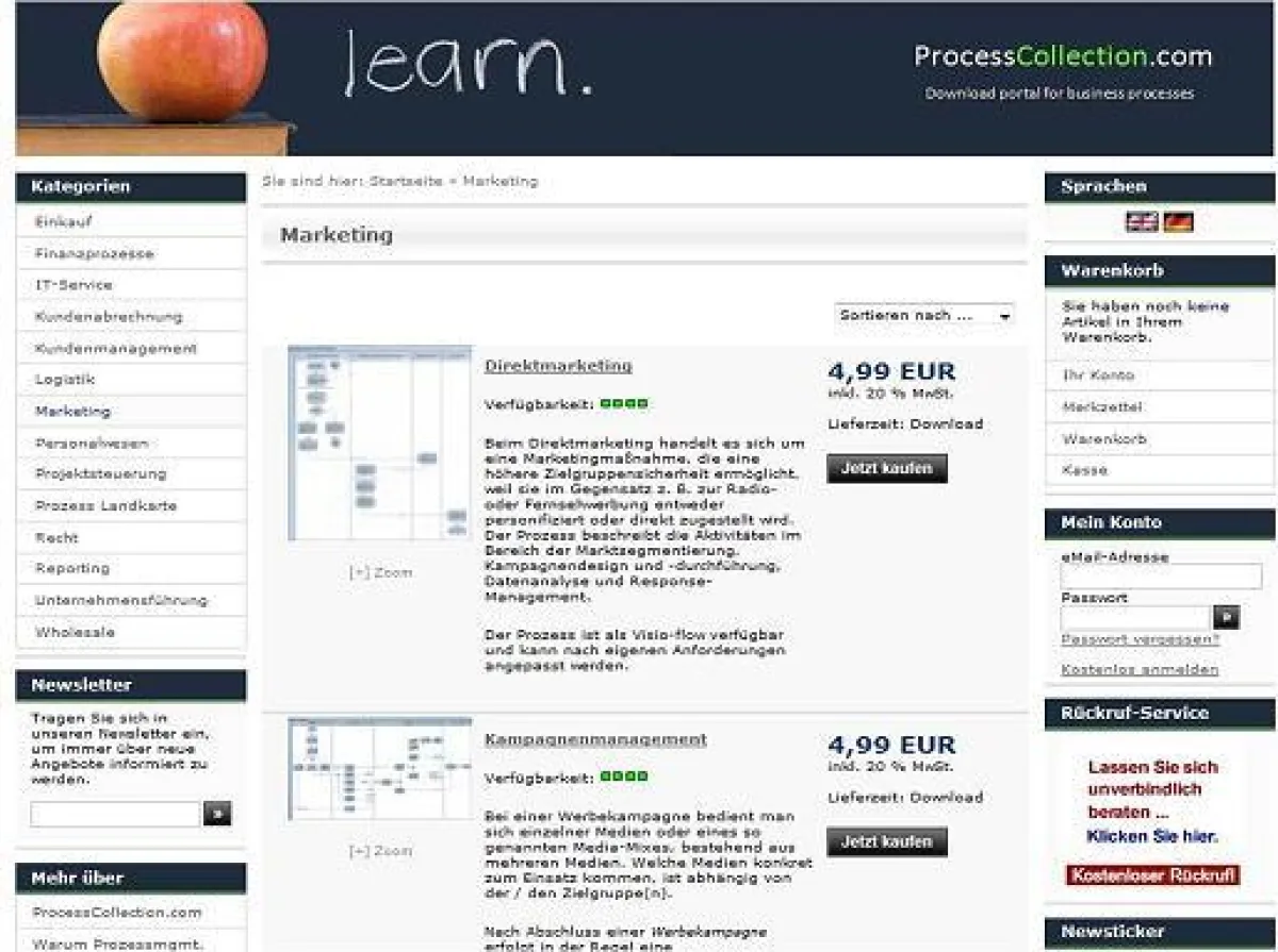 ProcessCollection.com - Download Portal für Geschäftsprozesse