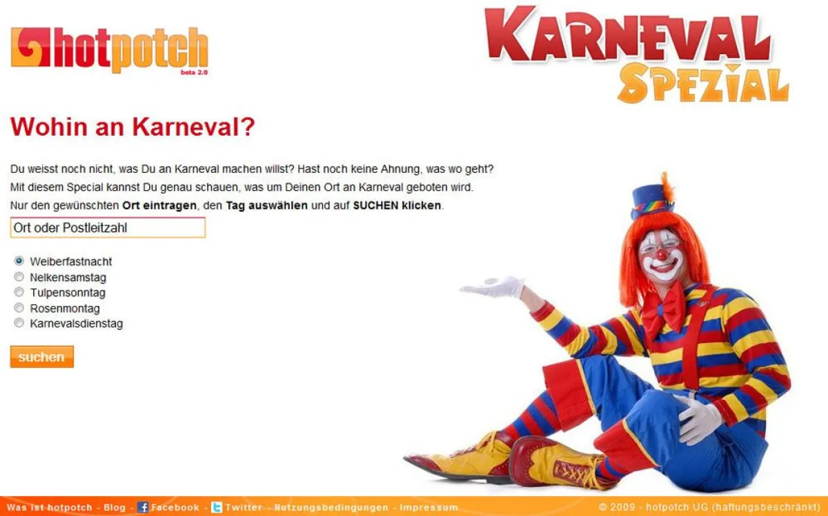 Karneval-Spezial auf hotpotch