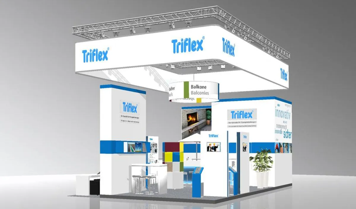 Vielfältige Anwendungsmöglichkeiten von Flüssigkunststoff werden auf dem Triflex-Messestand auf der BAU2011 präsentiert.