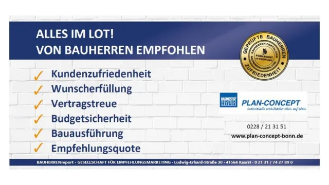 Bild: PLAN-CONCEPT MASSIVHAUS GMBH 2022 erneut von Bauherren ausgezeichnet