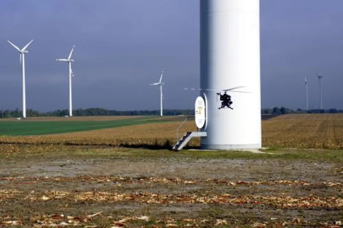 Flug im Windpark