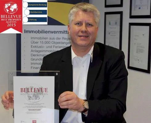WohnWell GmbH erhält Auszeichnung „BEST PROPERTY AGENT 2015“ von der Zeitschrift Bellevue Bild: WohnWell GmbH erhält Auszeichnung „BEST PROPERTY AGENT 2015“ von der Zeitschrift Bellevue