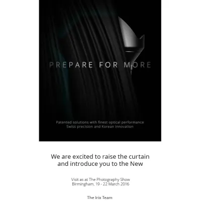 Weltpremiere der neuen IRIX Objektive in Birmingham Bild: Weltpremiere der neuen IRIX Objektive in Birmingham