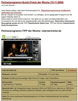 Bild: Partnerprogramm-Quick-Check der Woche – Neustarts auf dem Prüfstand