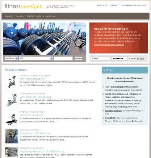 Bild: fitness-anzeigen.de - das kostenlose Online Kleinanzeigen-Portal für Fitness-, Wellness- und Gesundheit