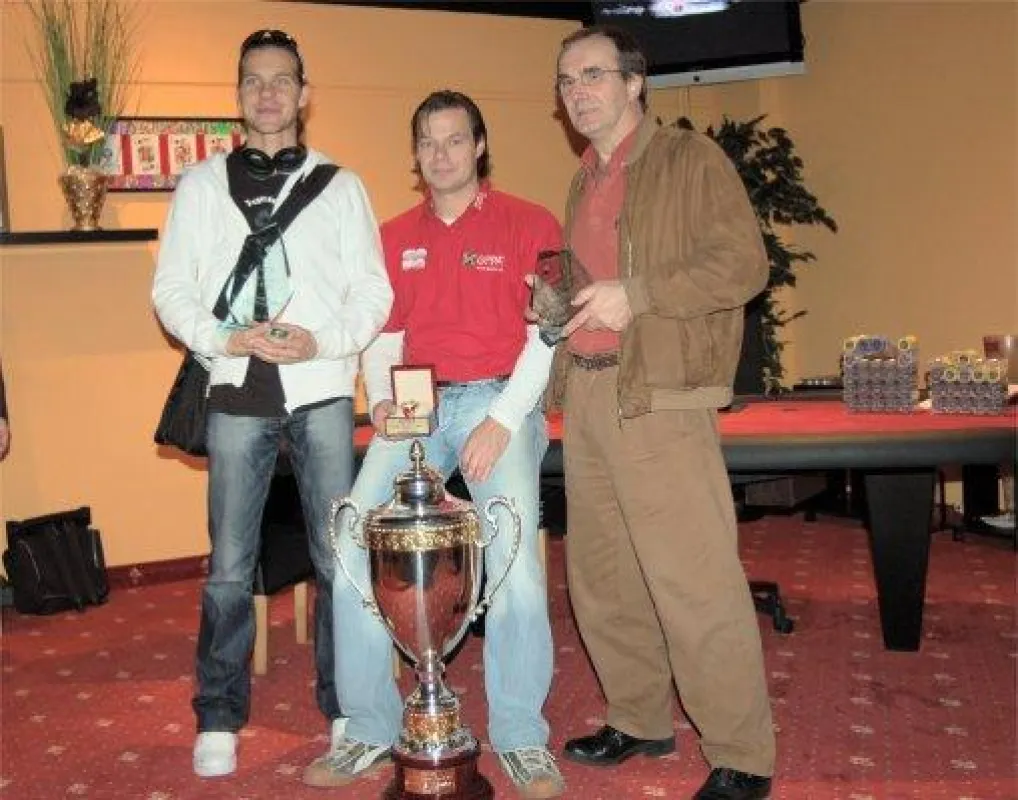 Rolf Slotboom, Andreas Krause und Attila Bugacy - die Gewinner des Main Events des Poker Royale Masters.