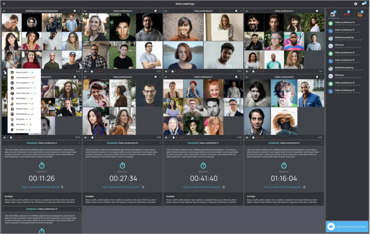 Kontakte werden automatisch aus VNCcontacts in das Multi-Conference-Board eingespielt. (Quelle: VNC)