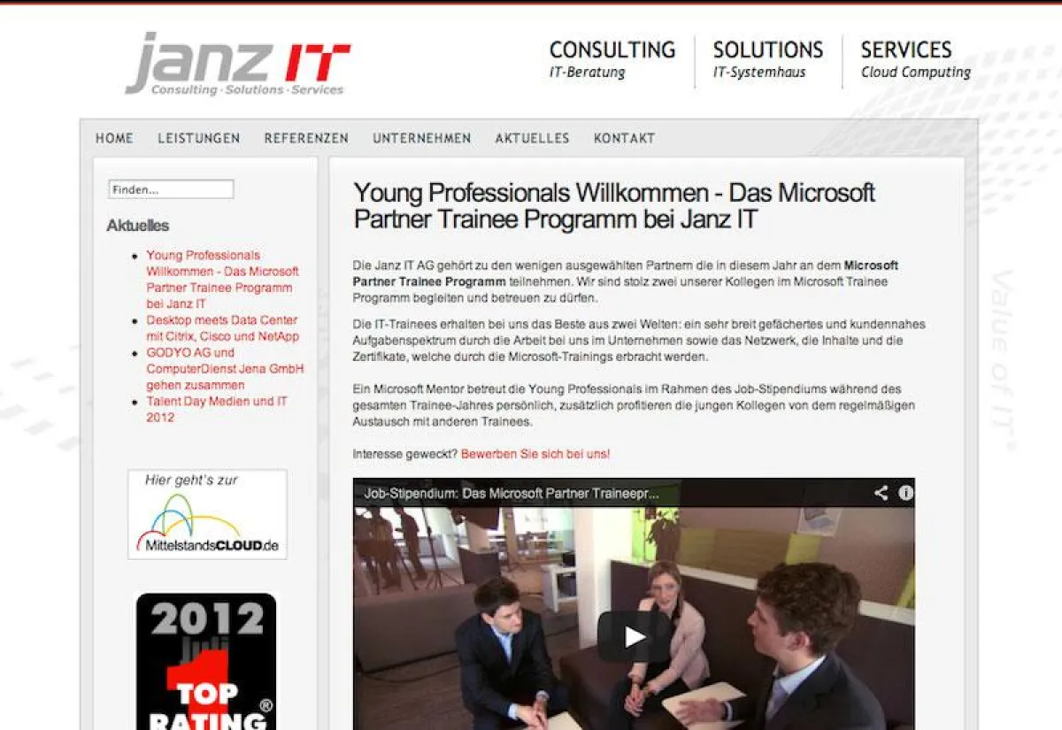 Microsoft Partner Trainee Programm bei Janz IT
