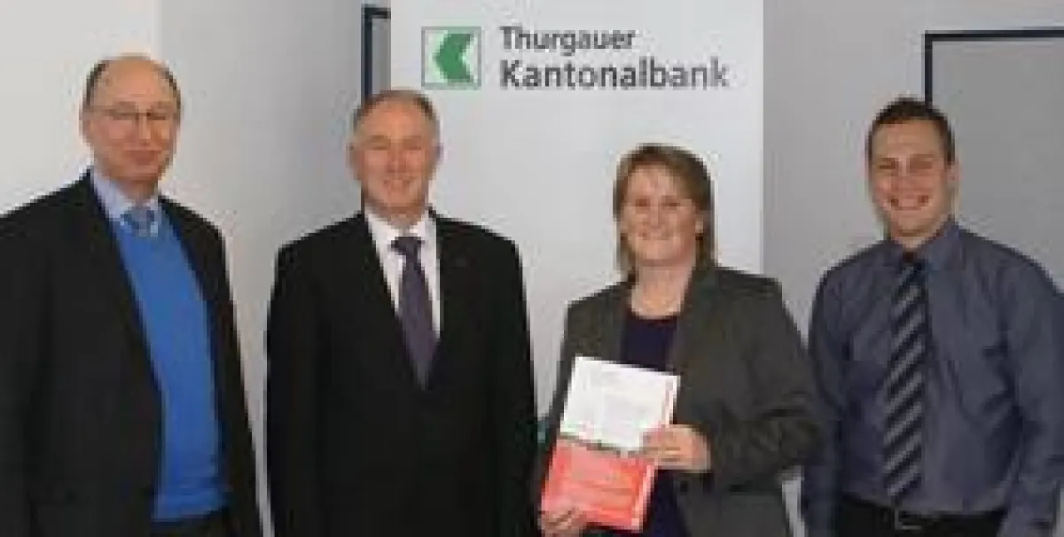 (v.l.n.r.): Peter Maag, IHK, Peter Schütz, Präsident TGV, Claudia Vieli Oertle, Präsidentin KMU Frauen und Adrian Salvisberg, TKB.