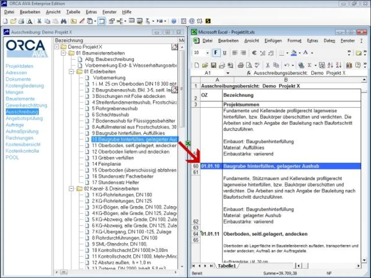 Excel-Export mit Berechnungsformeln