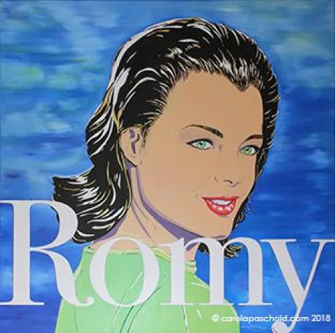 Bild: CAROLA PASCHOLD zeigt eine Hommage an Romy Schneider in der Galerie Heidefeld & Partner.