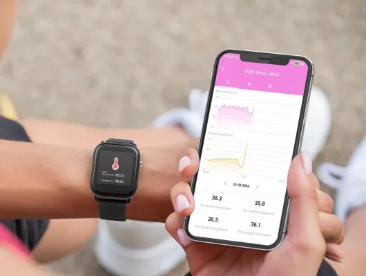 Bild: Technaxx® präsentiert zwei neue Smart Wearables: Smartwatch und Tracker mit digitaler Temperaturmessung