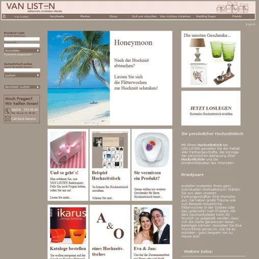 Geschenke zur Hochzeit – online Hochzeitstisch bei VAN LISTEN Bild: Geschenke zur Hochzeit – online Hochzeitstisch bei VAN LISTEN