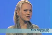 Bild: Nova Meierhenrich im Gespräch mit Bruder Paulus, Sonntag, 11.11.07, 8.30 Uhr, N24 Ethik Um Gottes Willen