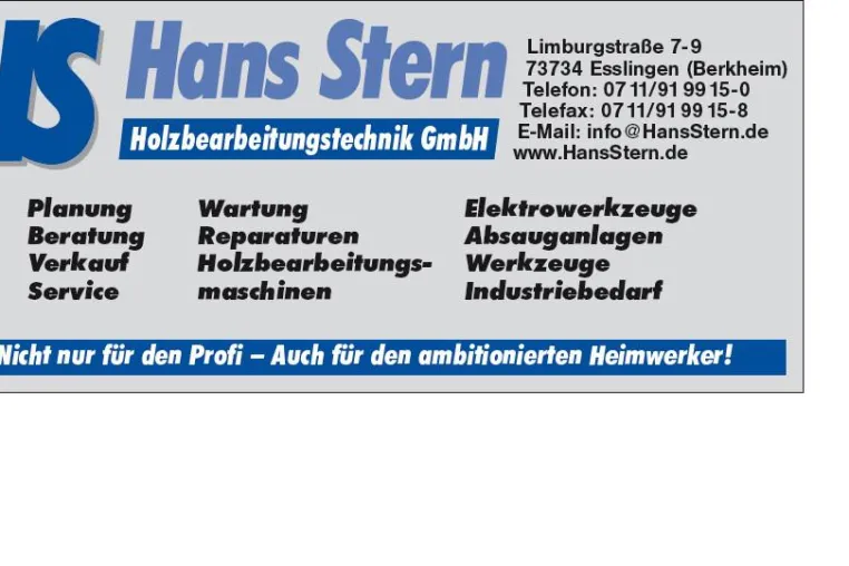 Hans Stern Holzbearbeitungstechnik GmbH feiert 18. Geburtstag und beschreitet dabei neue Wege Bild: Hans Stern Holzbearbeitungstechnik GmbH feiert 18. Geburtstag und beschreitet dabei neue Wege