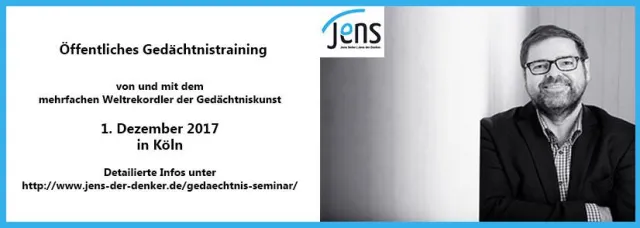 Öffentliches Gedächtnistraining am 1. Dezember in Köln Bild: Öffentliches Gedächtnistraining am 1. Dezember in Köln