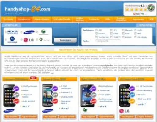 Bild: Neue Suchfunktionen bei Handyshop-24.com