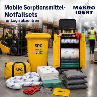 Bild: Mobile Sorptionsmittel-Notfallsets für Logistikzentren und große Lagerbereiche