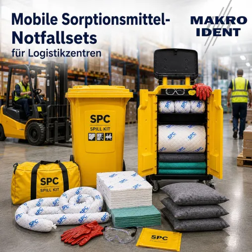 Bild: Mobile Sorptionsmittel-Notfallsets für Logistikzentren und große Lagerbereiche