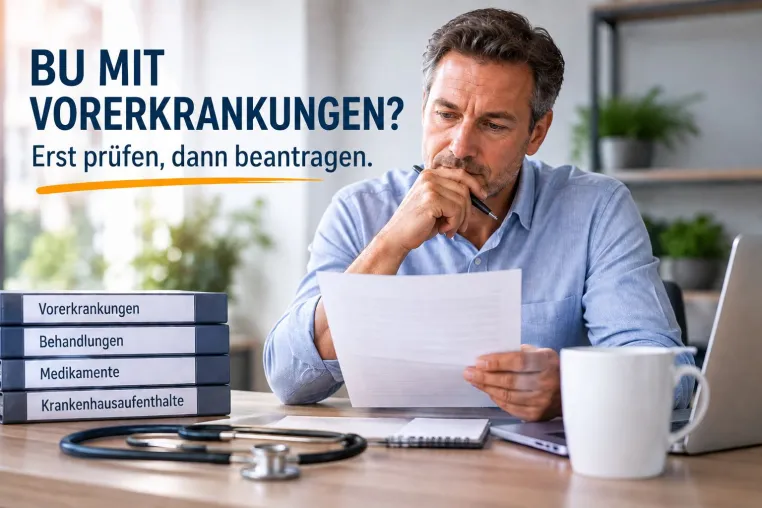 Berufsunfähigkeit trotz Vorerkrankungen: Warum eine Risikovoranfrage vor dem Antrag entscheidend sein kann Bild: Berufsunfähigkeit trotz Vorerkrankungen: Warum eine Risikovoranfrage vor dem Antrag entscheidend sein kann