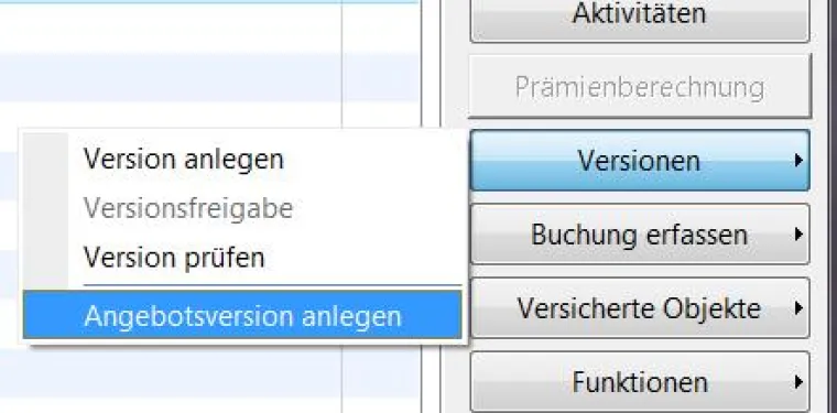 Bild: Angebotsverwaltung in Maklerverwaltungssystem GIN-AX