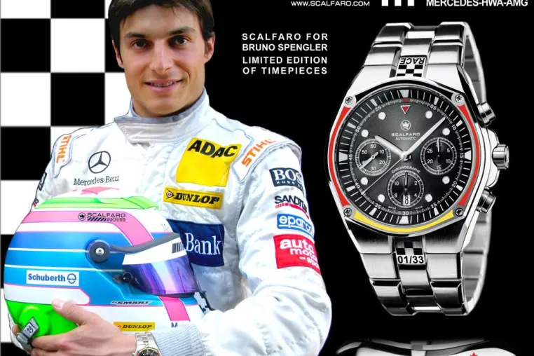 Bild: Scalfaro präsentiert Uhren-Edition mit DTM-Rennfahrer Bruno Spengler