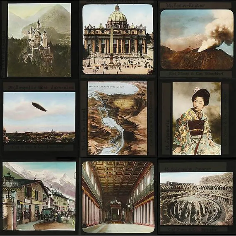 Einige Glasdias als Beispiele