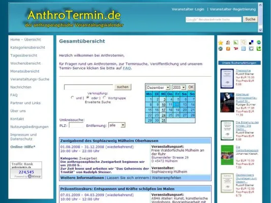 Bild: AnthroTermin.de - Der Onlinekalender für anthroposophisch orientierte Veranstaltungen ist jetzt online