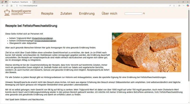 Bild: RezeptExperte.de – Rezepte bei Fettwechselstörungen geht online