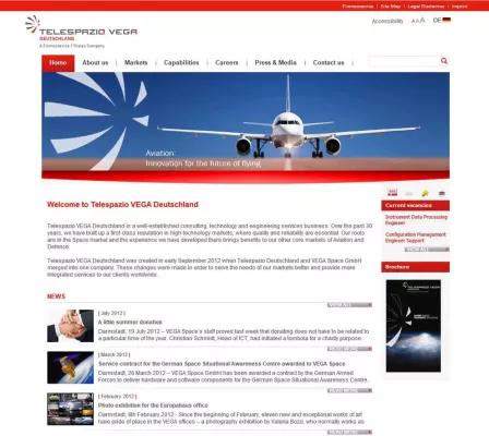 Bild: Relaunch der deutschen Website der Telespazio Vega mit SharePoint 2010